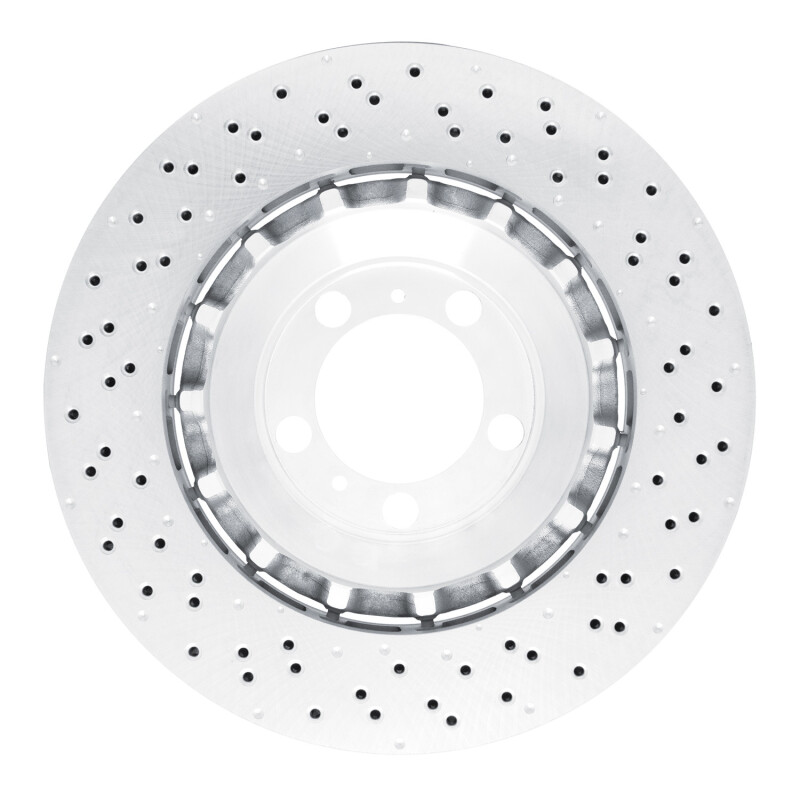 Porsche 911 Brake Rotor (1) - Left Front - R1 Concepts - Drilled Carbon Alloy GeoMET - `13-`19